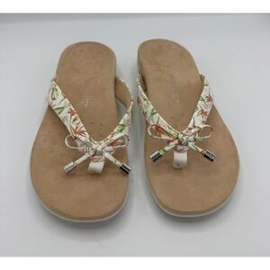 Vionic Flip Flop Sandals Women Floral Print Thong Bow Comfort Tan Size Unknown